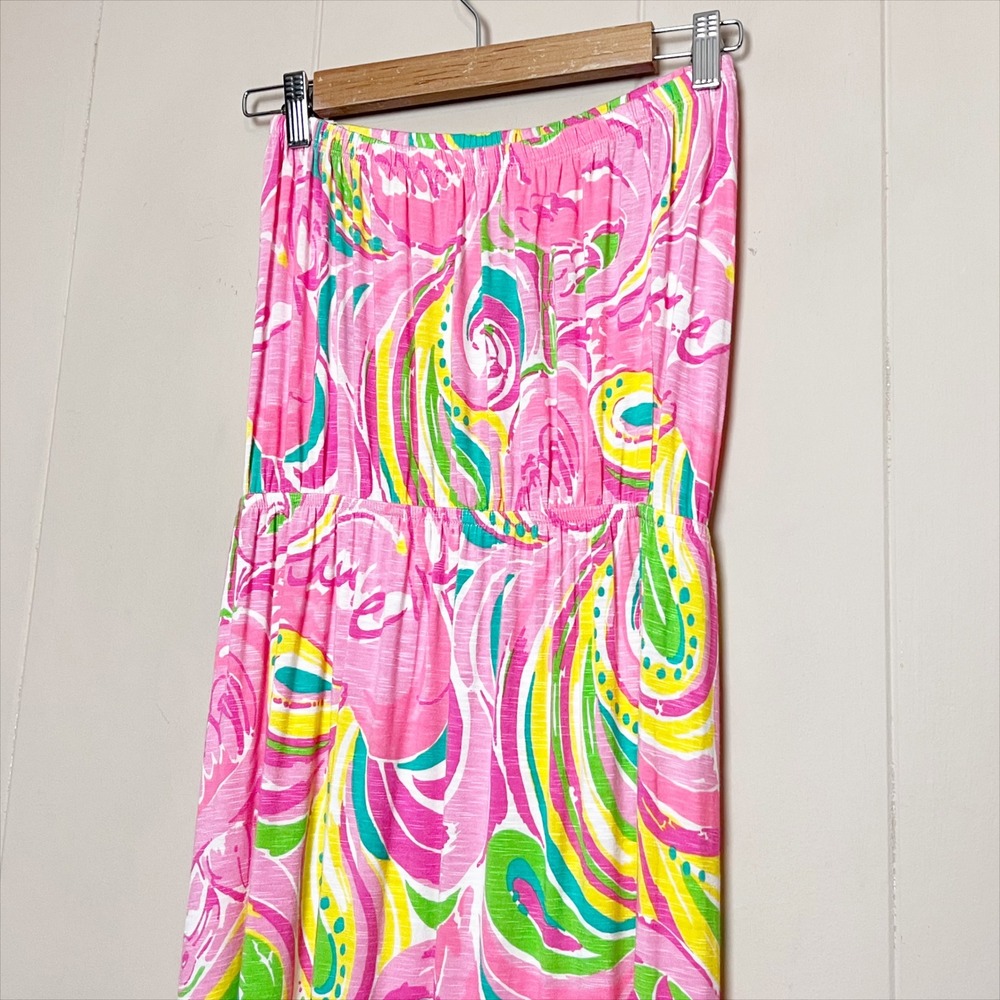Lilly Pulitzer Marlisa Strapless Maxi Dress Pink Flamingo All Nighter Small - Picture 7 of 11